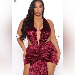 Fashion Nova Burgundy Backless Dress